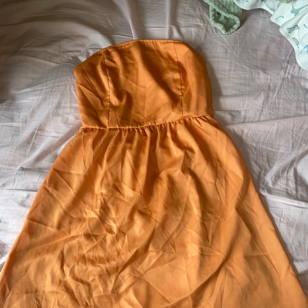 Short orange strapless tie up dress size large